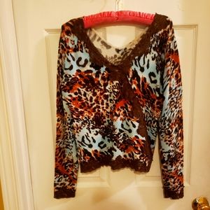 Cache Sweater. Beautiful color ful print M. Like New